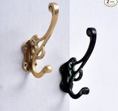 2 Pieces Handmade Vintage Brass Nostalgic Wall Hooks